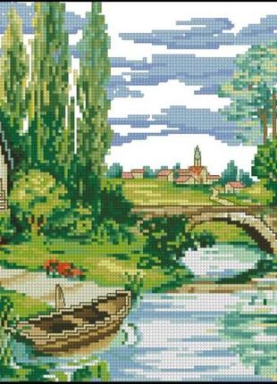 Набір для вишивки хрестиком. розмір: 26*19 см сільська річка