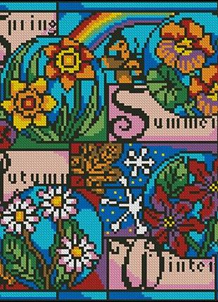 Набір для вишивки хрестиком. розмір:  40*40 см/18*18 см пори року