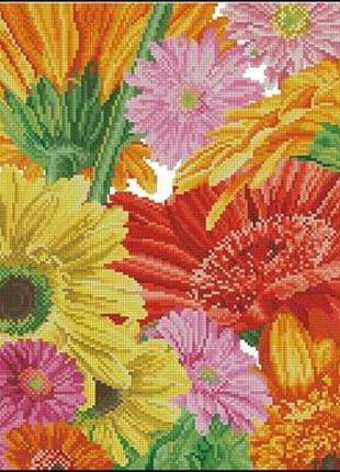 Набір для вишивки хрестиком. розмір:  40*40 см/26*26 см гербери