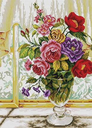 Набір для вишивання хрестиком півонії. розмір: 29*31,75 см