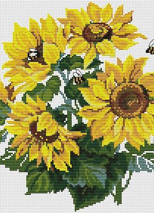 Набор для вышивания крестиком подсолнухи. размер: 21,5*22 см