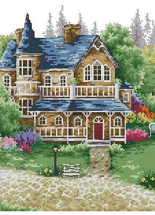 Набор для вышивки крестом деревенский пейзаж. размер: 25.5*24 см