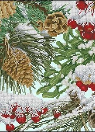 Набір для вишивки хрестиком. розмір:  40*40 см/26*26 см  зимові шишки