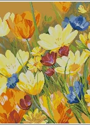 Набір для вишивки хрестиком. розмір:  40*40 см/34*34 см тюльпани