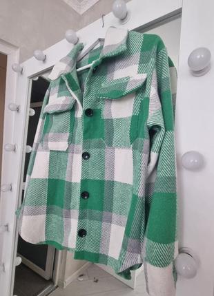 Рубашка теплая клетка кашемир зеленая рубашка2 фото