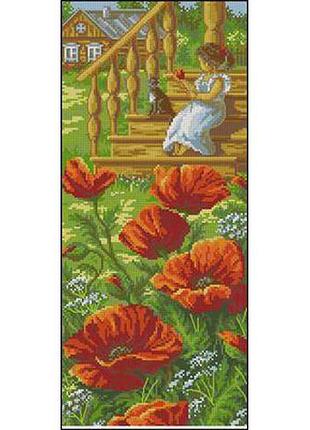 Набор для вышивки крестиком. размер: 15*33 см маки у крыльца