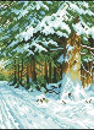 Набор для вышивки крестиком. размер: 24*16 см дорога в зимнем лесу