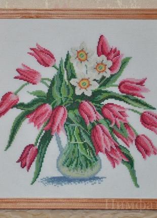 Набор для вышивки крестом тюльпаны. размер: 25*21,6 см