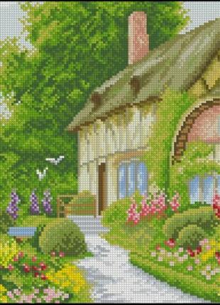 Набір для вишивки хрестиком. розмір: 30*20см  будиночок у квітах