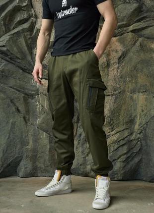 Качественные спортивные коттоновые брюки стильные фирменные от intruder хаки зеленые