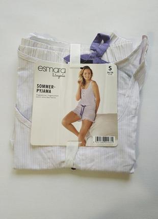 Пижама женская в полоску (майка+шорты) esmara s сиреневый (41026)7 фото