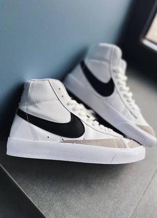 Nike blazer mid 77 vintage white женские кроссовки найк блейзер демисезон весна осень лето белые черный логотип кеды