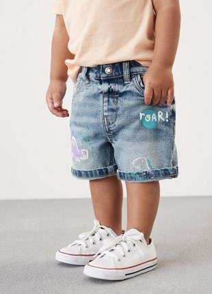 Джинсовые шорты с динозаврами на мальчика