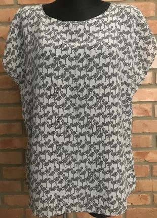 Блузка в принт фламинго от известного итальянского шелка с о. комо