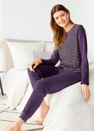 Махрова піжама для дому та відпочинку esmara s фіолетовий з білим (11005)