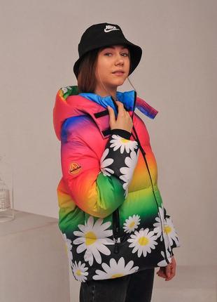 Демисезонная куртка для девочки радуга / принт 15 фото