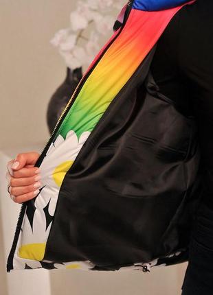 Демисезонная куртка для девочки радуга / принт 17 фото