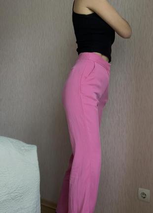 Розовые брюки клеш, розовые брюки палаццо на высокой посадке6 фото