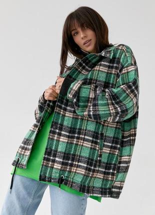 Жіноча демісезонна куртка у клітинку  колір:зелений6 фото