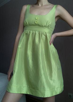Коктейльное салатовое мини платье, оливковое платье мини7 фото