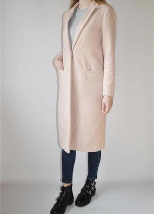 Пудровое розовое пальто удлиненное демисезонное весеннее2 фото
