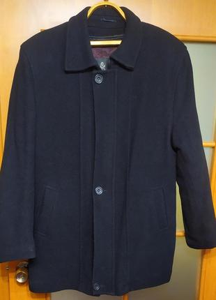 Пальто чёрное мужское кашемир б/у размер 50 с подкладкой4 фото