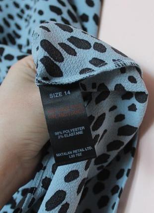 Бирюзовая в черные пятнышки удлиненная блузка, блуза, блузон, туника, туника 48-50 г.4 фото