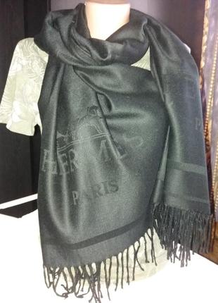 Hermes paris чорний палантін шарф 200см на 67см5 фото