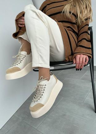 Невероятно стильные кожаные женские кроссовки на высокой подошве 🤩😌6 фото