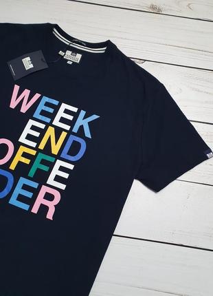 Чоловіча темно синя бавовняна футболка weekend offender оригінал3 фото