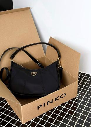Pinko  ⁇  оригинал  ⁇  комбинированная сумка mini half moon recycled nylon black