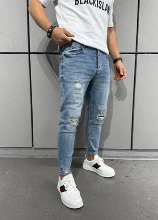 Премиум джинсы с потертостями рваные зауженные качественные2 фото