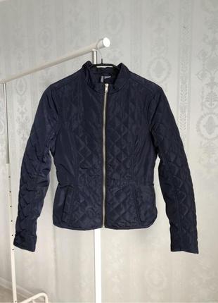 Женская демисезонная куртка стёганная темно-синяя navy от h&m