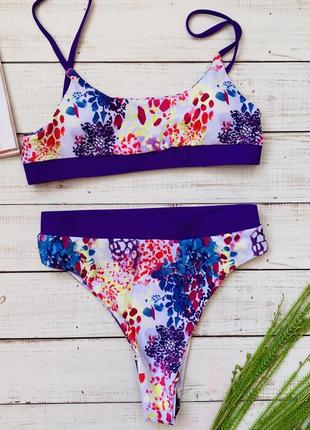 Купальник топом,купальник с высокими плавками