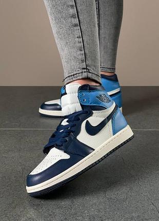 Кроссовки nike air jordan 1 n white/blue1 фото