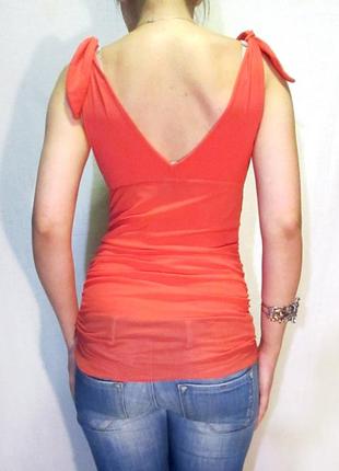 Італійська шикарна маєчка блуза на зав'язках лососевого кольору6 фото