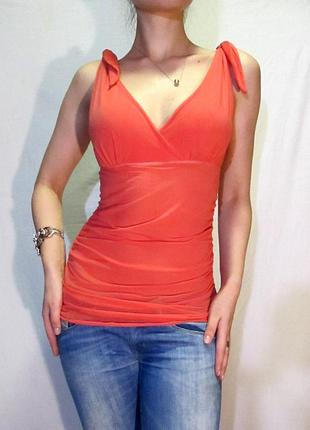 Італійська шикарна маєчка блуза на зав'язках лососевого кольору5 фото