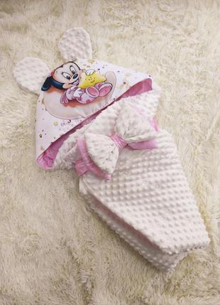 Комплект одежды для новорожденных девочек демисезонный, молочный с розовым, принт minni2 фото
