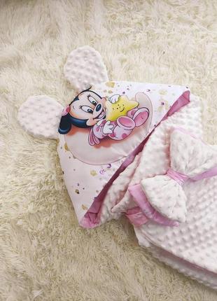 Комплект одежды для новорожденных девочек демисезонный, молочный с розовым, принт minni3 фото