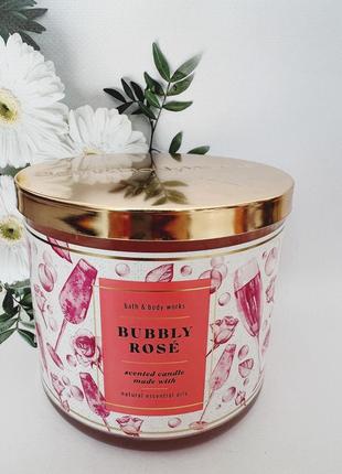 Свічка 3-фітіля bubble rose від champagne toast bath and body