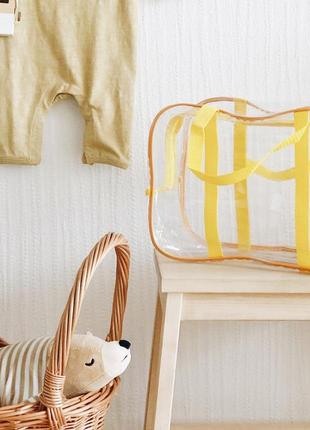 Компактна прозора сумка в пологовий будинок/для іграшок organize (жовтий)2 фото