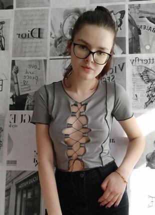 Кофточка кофтинка топ на шнурівці печворк тренд 2022 y2k