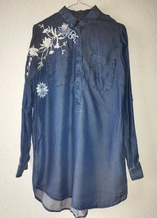 Джинсовая рубашка с вышивкой  papaya