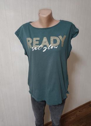 Жіноча футболка, зелена футболка з принтом. женская футболка в принт .