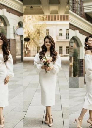 Весільна біла сукня міді на весілля, розпис, загс, рагс вiнчання, плаття для розпису...