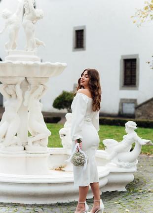 Весільна біла сукня міді на весілля, розпис, загс, рагс вiнчання, плаття для розпису...