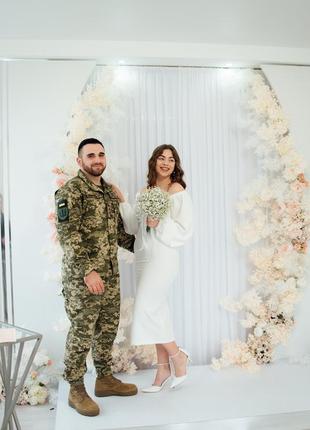 Весільна біла сукня міді на весілля, розпис, загс, рагс вiнчання, плаття для розпису...