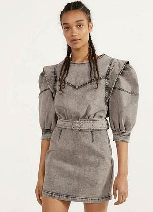 Джинсова сукня з об'ємними рукавами міні