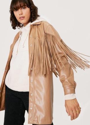 Sale🔥 шкіряна куртка косуха nasty gal з бахромою m/l/xl