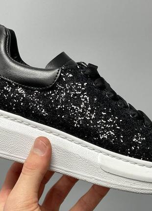 Женские кроссовки alexander mcqueen glitter black / smb7 фото